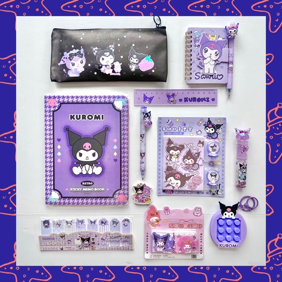 Sanrio Accessories - 💜(KUR321) Kuromi 12-Piece Stationery Fun Bundle!